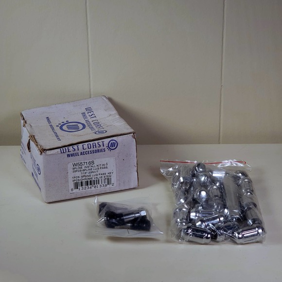 West Coast Wheel Accessories W55716S Spline Lug Nuts 20pc + Lock Valve Stems NOS - Picture 1 of 4